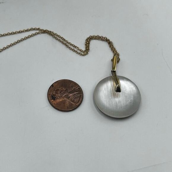 Alexis Bittar Handcrafted White Lucite
Pendent Necklace Gold 
Backing Signed - Picture 14 of 14